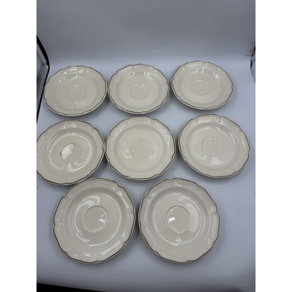 (8) Sangostone 6 Inch Sango Korea Stoneware Teacup Saucer Plates